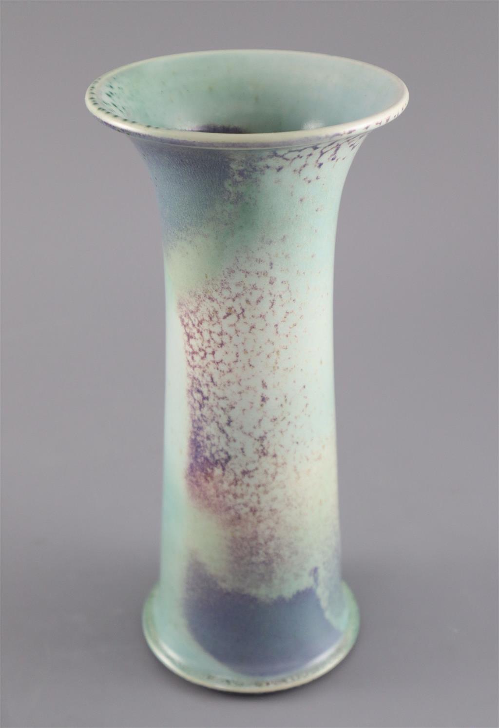 A Ruskin high fired tapering strumpet vase, dated 1909, 24.5cm high